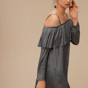 Aritzia Wilfred Brosset Satin Off Shoulder Dress